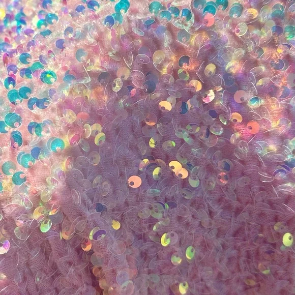 Sherri Hill Light Pink Iridescent Sequin One-Shoulder Dress, size 4 - Picture 5 of 7